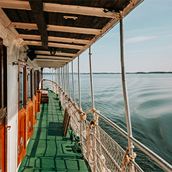 View from M/S Juno as she sails across Lake Roxen.