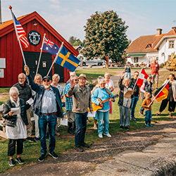 The Kindbom family at the Forsvik lock on the Göta Canal.